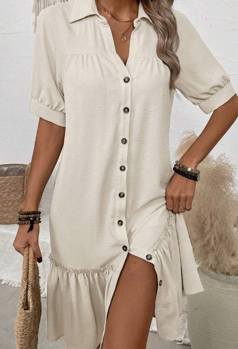 Women’s Solid Color Button-Up Dress