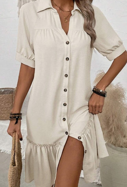 Women’s Solid Color Button-Up Dress